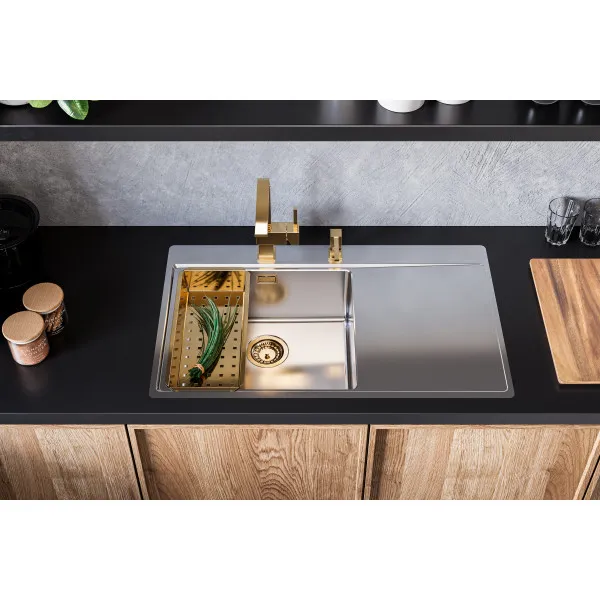 Детальное фото товара: ALVEUS PURE 50L new KMB-90, мойка, нержавеющая сталь, левая (в комплекте с сифоном 1148858)