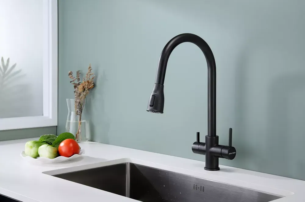 Детальное фото товара: Paulmark LANGE, смеситель, гранит, черный