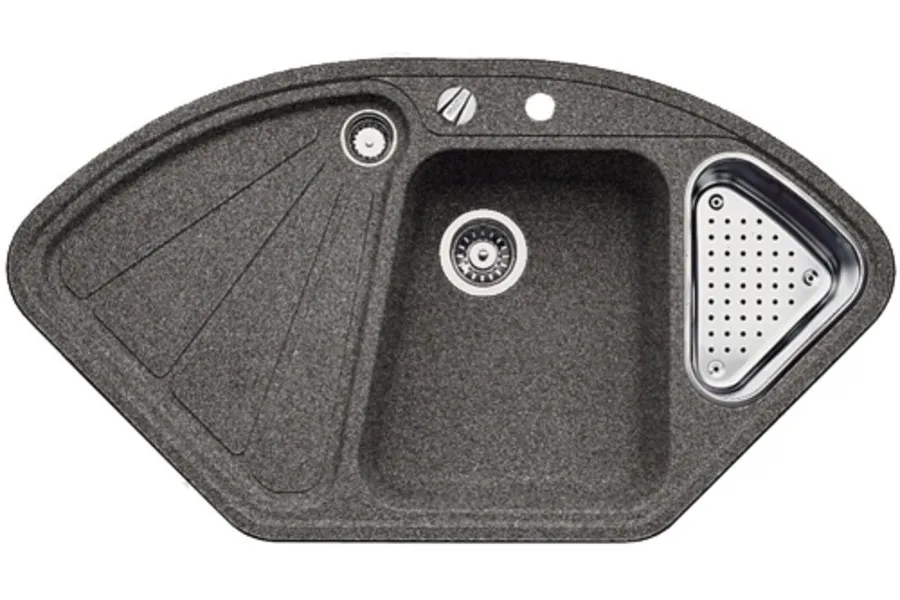 Фото товара: Blanco Delta II-F, мойка, гранит, темная скала с клапаном-автоматом