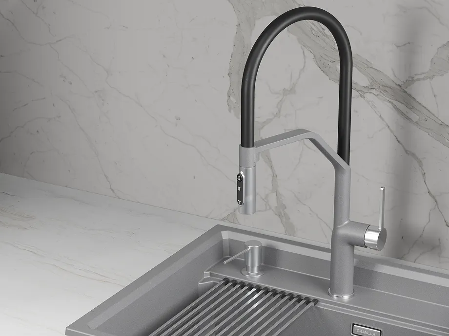 Детальное фото товара: GRANULA 9012 смеситель, гранит, алюминиум
