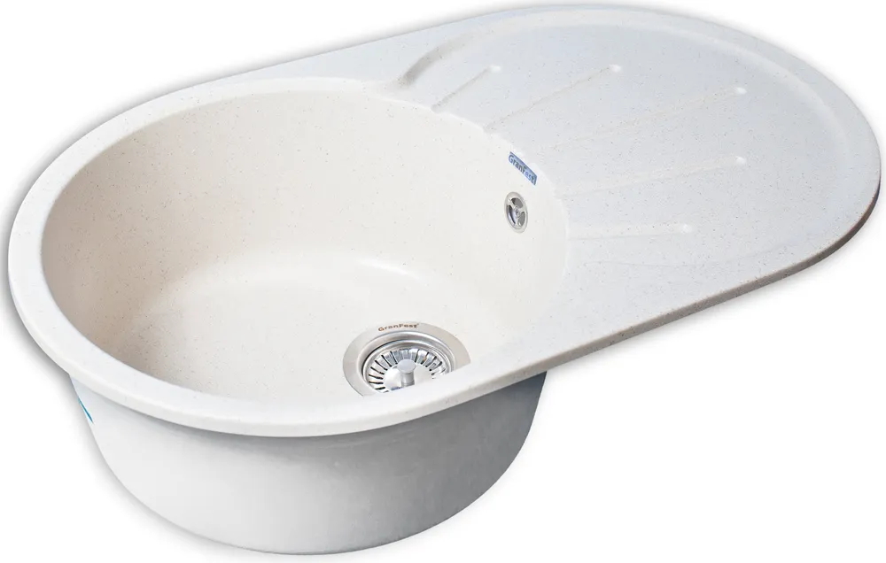 Детальное фото товара: GranFest RONDO GF-R-750 L, мойка, мрамор, белый