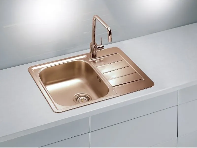 Детальное фото товара: ALVEUS LINE MONARCH 110 COPPER, мойка, нерж.сталь, медь ( в комплекте с выпуском и сифоном)
