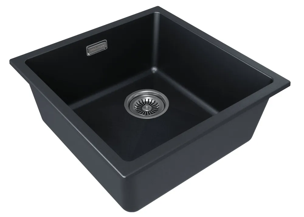 Детальное фото товара: Paulmark LUMI 45UNI-SKEW, мойка, гранит, черный металлик