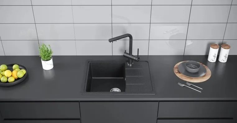Детальное фото товара: KUCHENSTERN FLUG 45, мойка, гранит, антрацит
