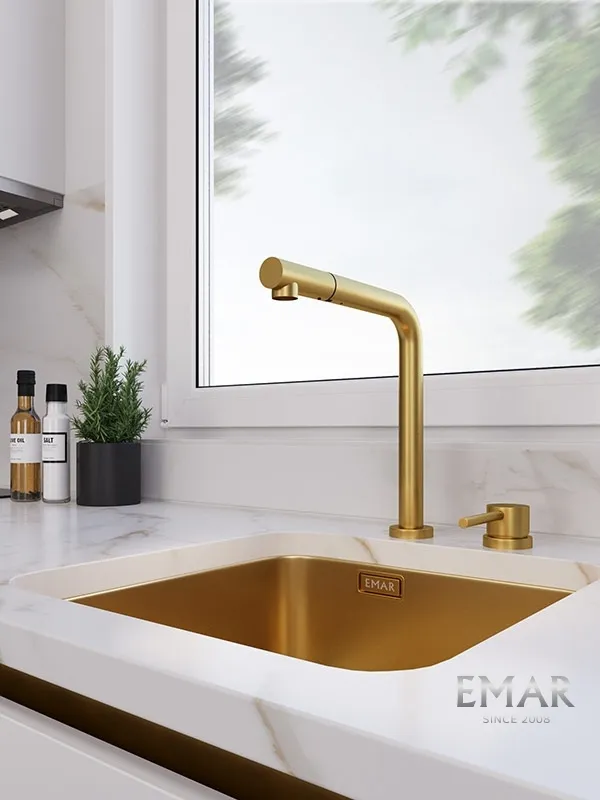 Детальное фото товара: Emar EC-7027 PVD Golden, смеситель, золото