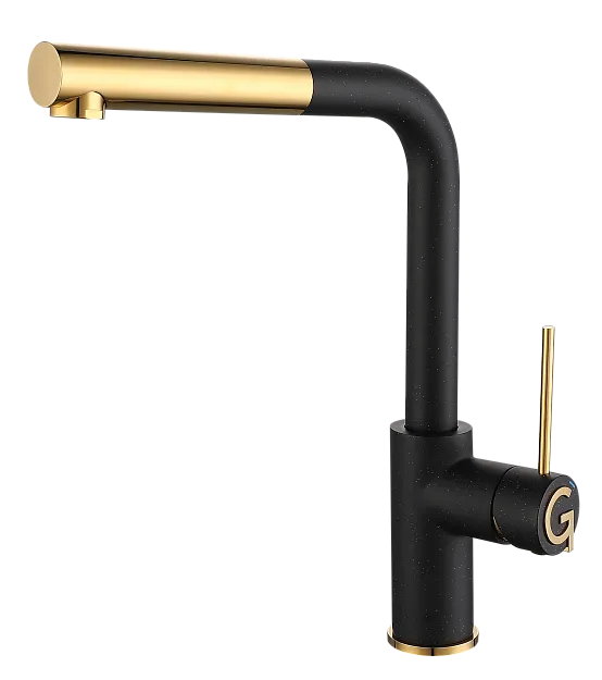 Фото товара: Rivelato ALBANO 1573503 nero/oro, смеситель, гранит, черный/золото