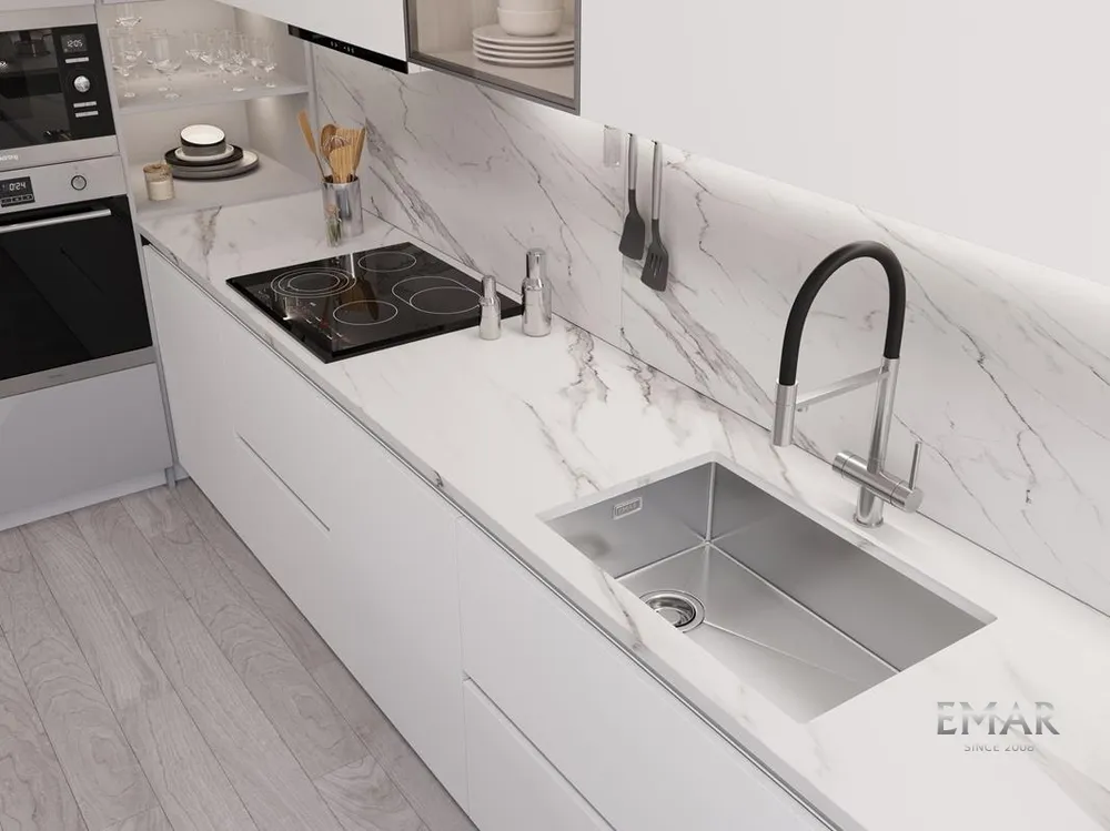Детальное фото товара: Emar EMB-660(UN) PVD Nano Satin, мойка, нержавеющая сталь, сатин
