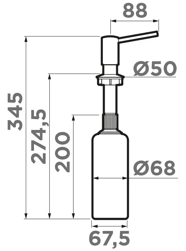 Детальное фото товара: Omoikiri OM-02-GB, дозатор для моющего средства, графит