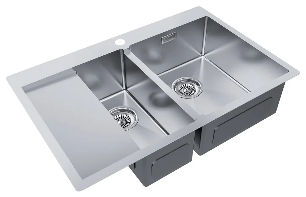 Детальное фото товара: Paulmark KRONER 78/2SF, мойка, нержавеющая сталь брашированное, правая