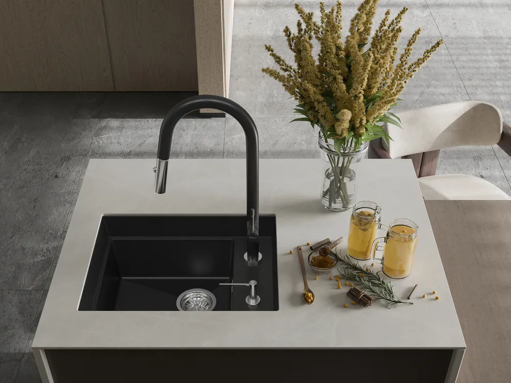 Детальное фото товара: Rivelato NOBILE NB-544-R nero, мойка, гранит, черный