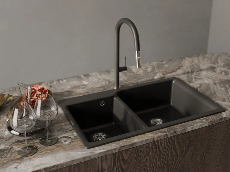 Детальное фото товара: Rivelato ASTI 3972500 nero/cromo, смеситель, гранит, черный/хром