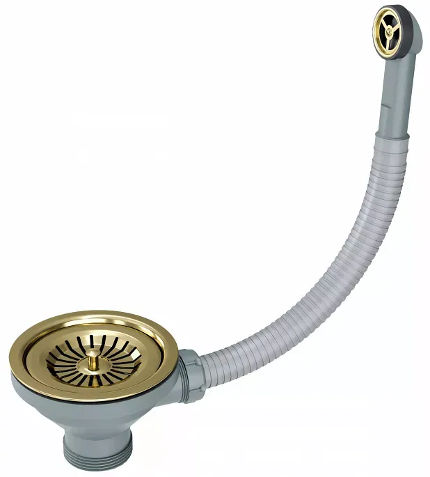 Фото товара: Paulmark слив с круглым переливом, светлое золото