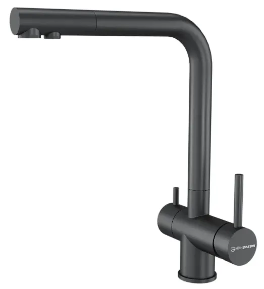 Детальное фото товара: KUCHENSTERN FOKUS-F, смеситель, нержавеющая сталь, вороненая сталь