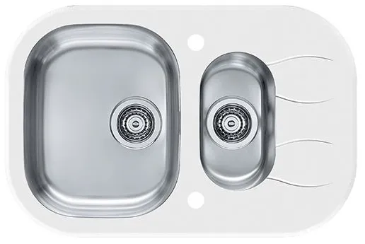 Фото товара: ALVEUS WAVE 30, мойка, нержавеющая сталь/стекло, белый  (компл.с сиф. 1077134)