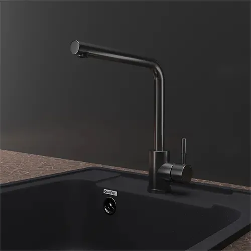 Детальное фото товара: GranFest GF-Z-5411, смеситель, нержавеющая сталь, PVD графит