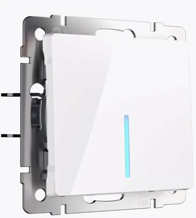 Фото товара: Werkel выключатель одноклавишный с подсветкой, белый W1110101