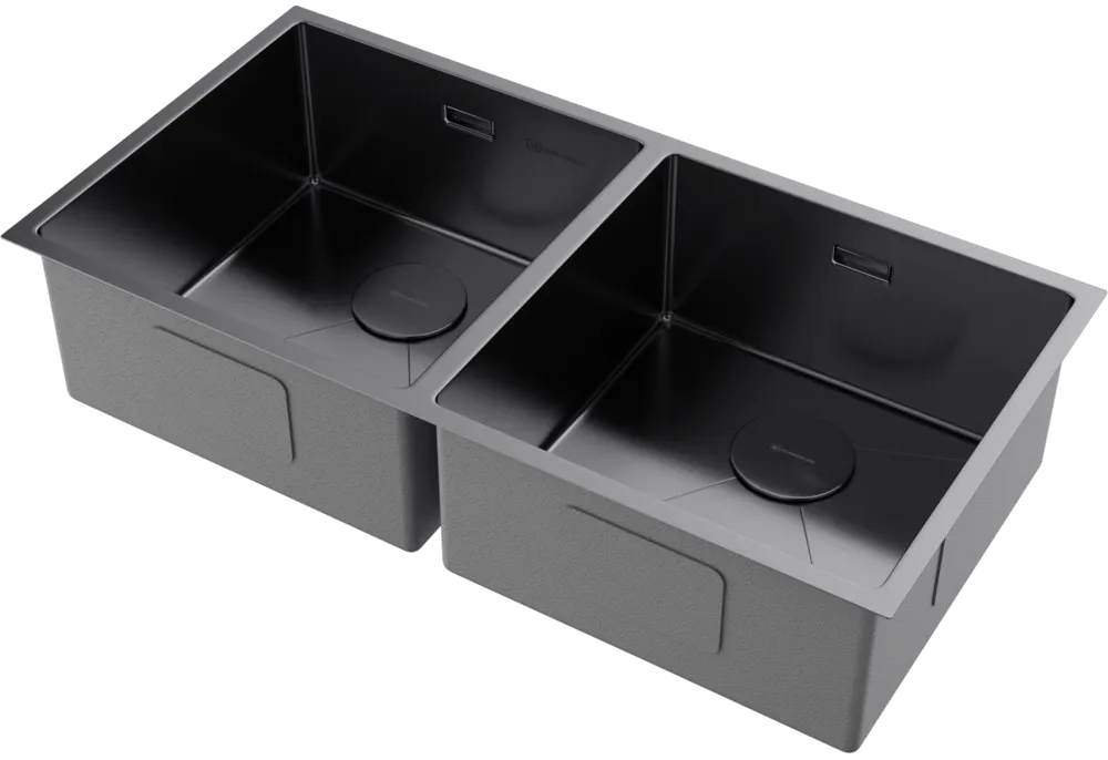 Детальное фото товара: Omoikiri Taki 86-2-U/IF GM, мойка, нержавеющая сталь/вороненая сталь 