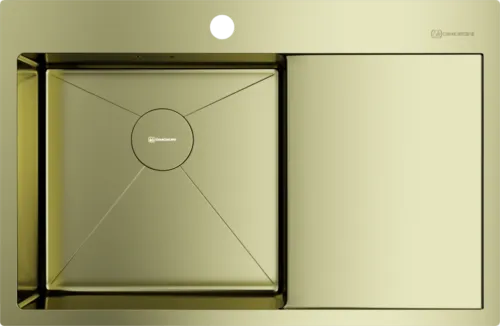 Детальное фото товара: Omoikiri Akisame 78-LG-L, мойка, нержавеющая сталь/светлое золото, чаша слева