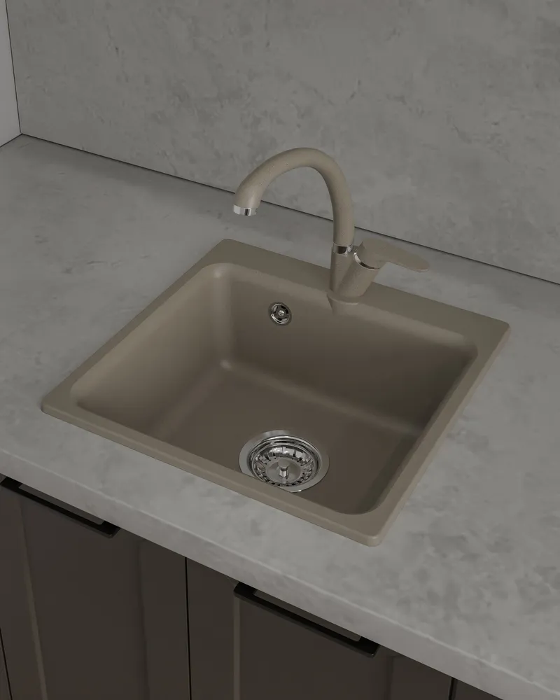 Детальное фото товара: ЭкоМ М-430, мойка, мрамор, песочный