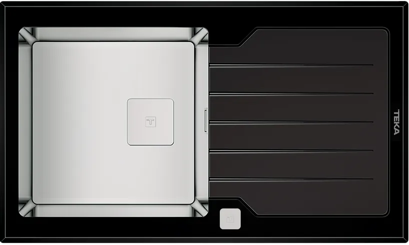 Фото товара: Teka DIAMOND RS15 1B 1D 86 BLACK, мойка, нержавеющая сталь/черное стекло