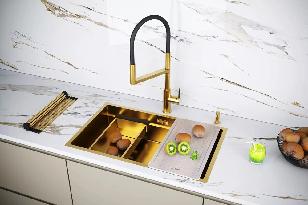 Детальное фото товара: Paulmark NEXT-MULTI SINK 74 UNI, мойка, нержавеющая сталь, брашированное золото