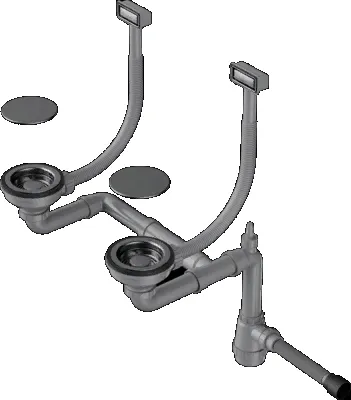 Детальное фото товара: Omoikiri WK-2C-GM Арматура для двухчашевых моек с декоративными накладками, вороненая сталь