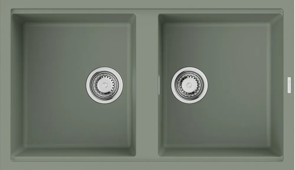 Детальное фото товара: Omoikiri Kitagawa 86-2-WG, мойка, керамика, ветреный зеленый