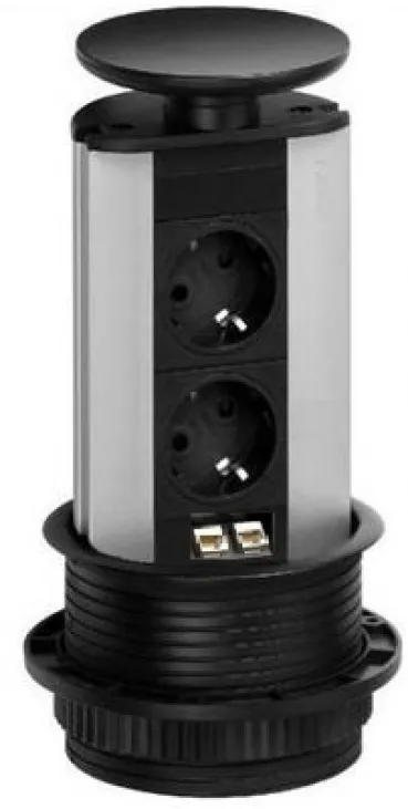Детальное фото товара: EVOLINE Port Data, 2 эл. розетки, 2 разъема RJ-45, черный