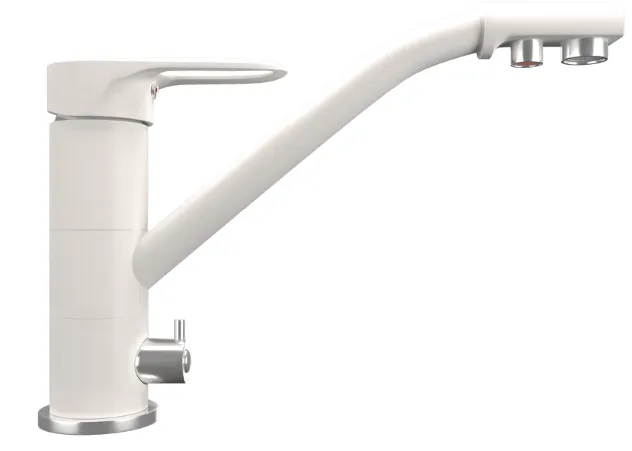 Фото товара: Maunfeld MFQT-10W, смеситель, гранит, кремовый