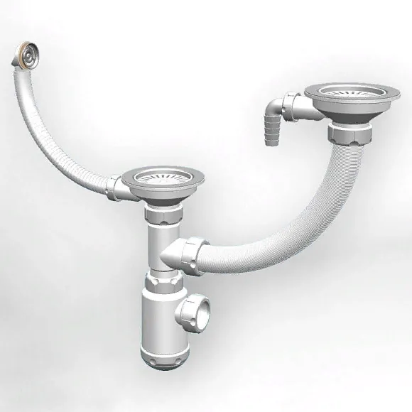 Фото товара: GRANULA сифон двойной GRAND 31/2 с круглым переливом и отводом ЭКОНОМ