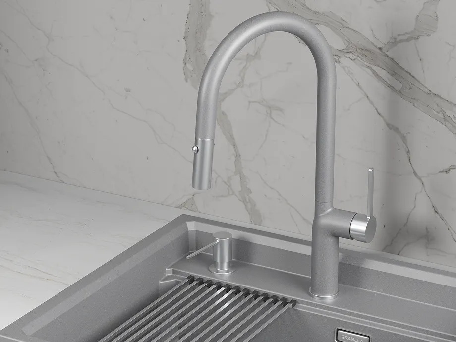 Детальное фото товара: GRANULA 9010 смеситель, гранит, алюминиум