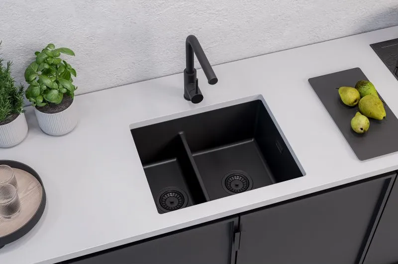 Детальное фото товара: ALVEUS OMNI 50 GRANITAL DEEP BLACK-G90 BE, мойка, гранит, черный матовый (в комп. с сифоном 1149000)