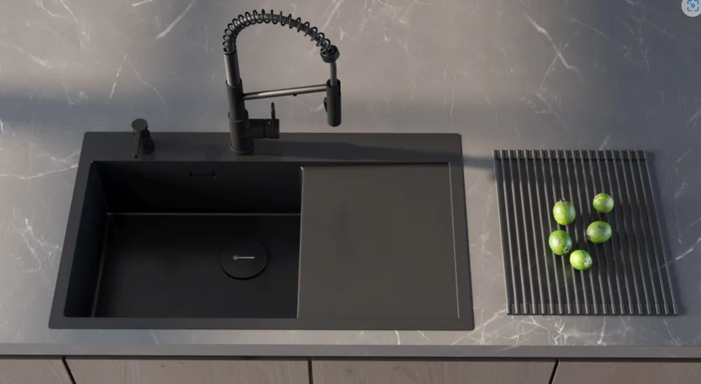 Детальное фото товара: Omoikiri Akisame 86-GB-R Side , мойка, нержавеющая сталь/графит, чаша справа