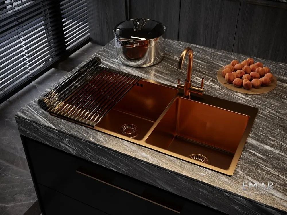 Детальное фото товара: Emar EMB-210 PVD Nano Coppery, мойка, нержавеющая сталь, медь