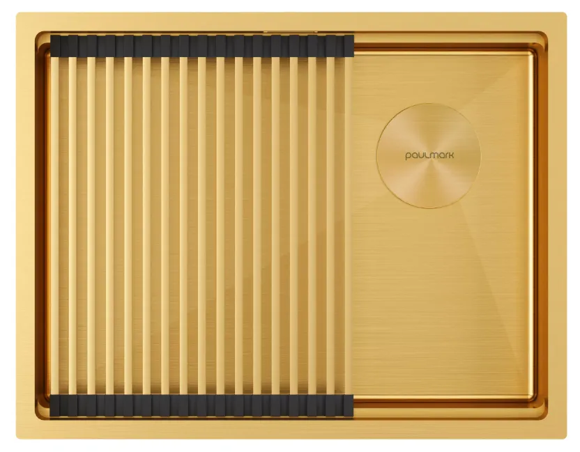Детальное фото товара: Paulmark NEXT-PRO 58 UNI, мойка, нержавеющая сталь, брашированное золото