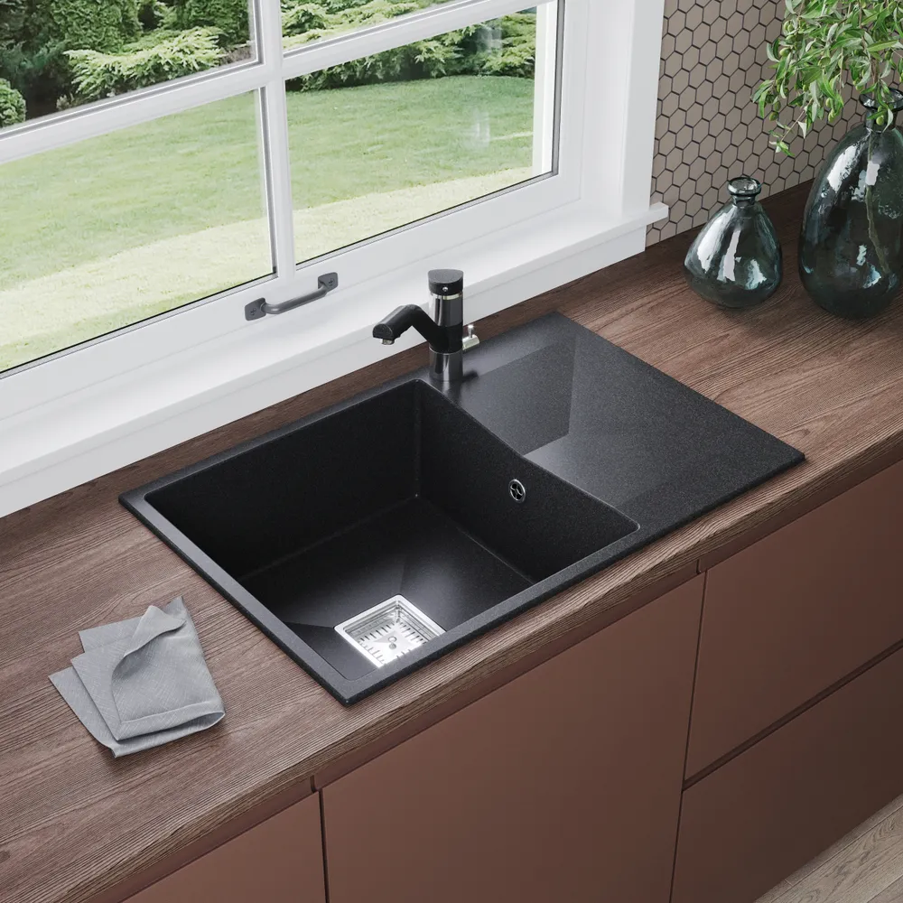 Детальное фото товара: Tolero BLADE 760, мойка, гранит, уголь