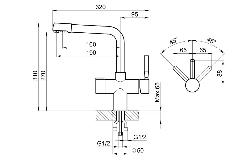 Детальное фото товара: GRANULA 2088 смеситель, гранит, турмалин