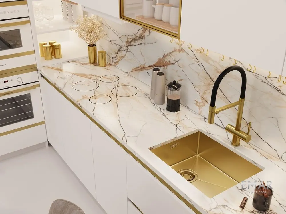 Детальное фото товара: Emar EMB-540(UN) PVD Golden, мойка, нержавеющая сталь, золото