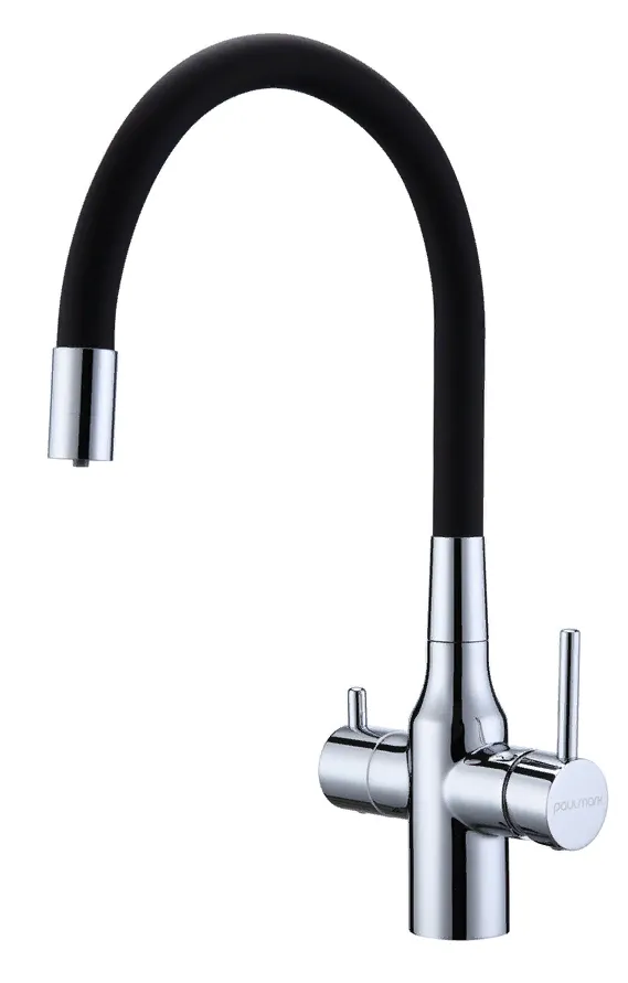 Фото товара: Paulmark SALIX, смеситель, хром, черный шланг