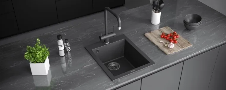 Детальное фото товара: KUCHENSTERN OBEN 45, мойка, гранит, антрацит