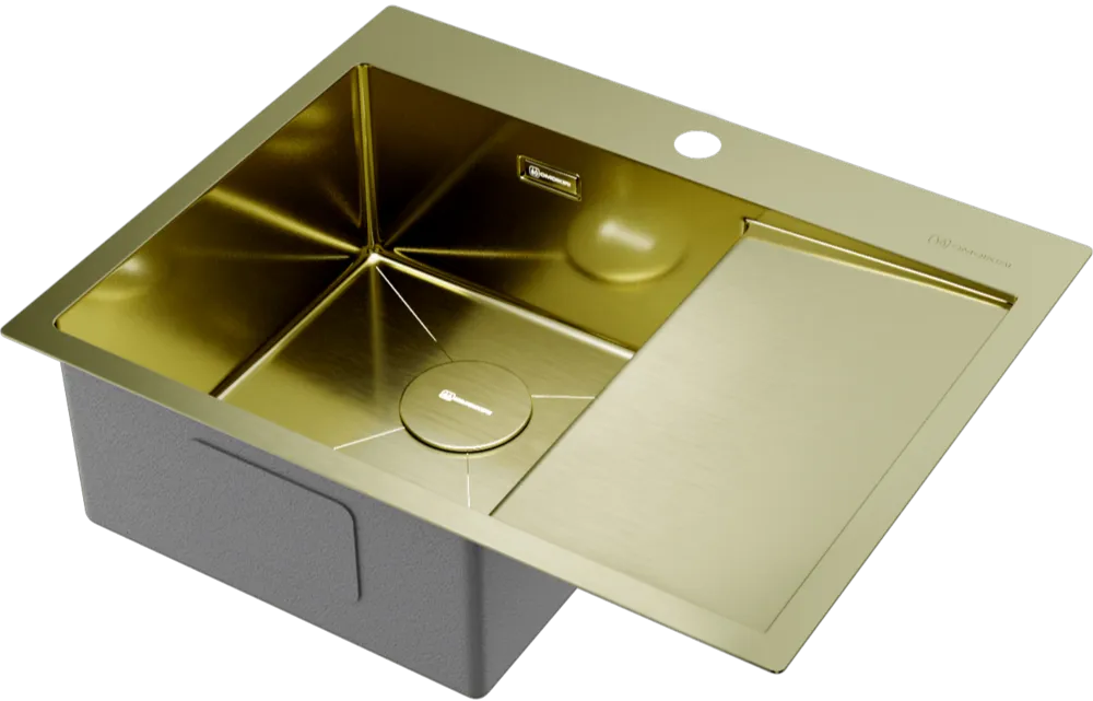 Детальное фото товара: Omoikiri Akisame 65-LG-L, мойка, нержавеющая сталь/светлое золото, чаша слева