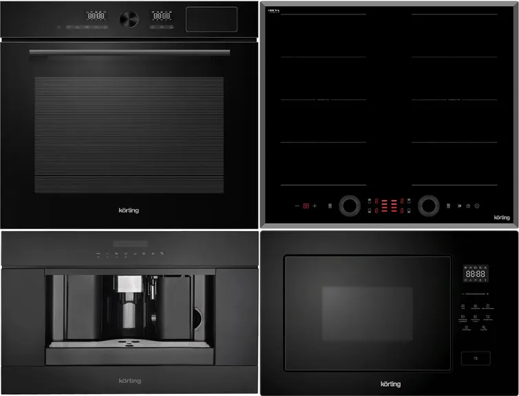 Фото товара: KORTING HIB 68700 B QUADRO + OKB 1650 GN STEAM + KMI 827 GN + KCM 9200 BG