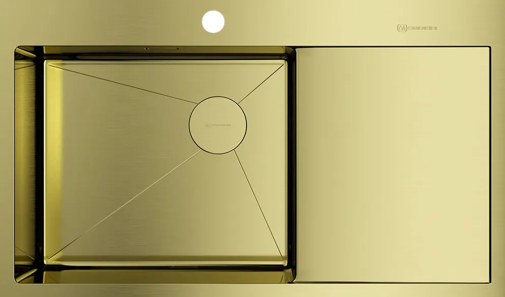 Детальное фото товара: Omoikiri Akisame 86-LG-L Side , мойка, нержавеющая сталь/светлое золото, чаша слева