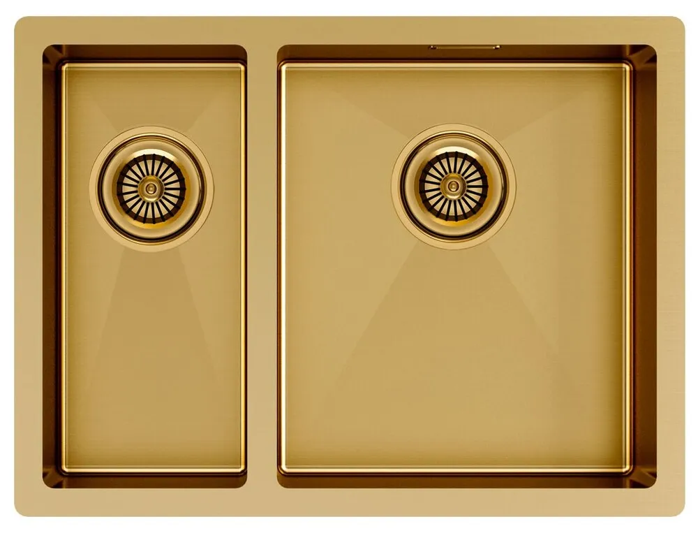 Детальное фото товара: Paulmark GERBERG 59/2S UNI, мойка, нержавеющая сталь, брашированное золото, правая