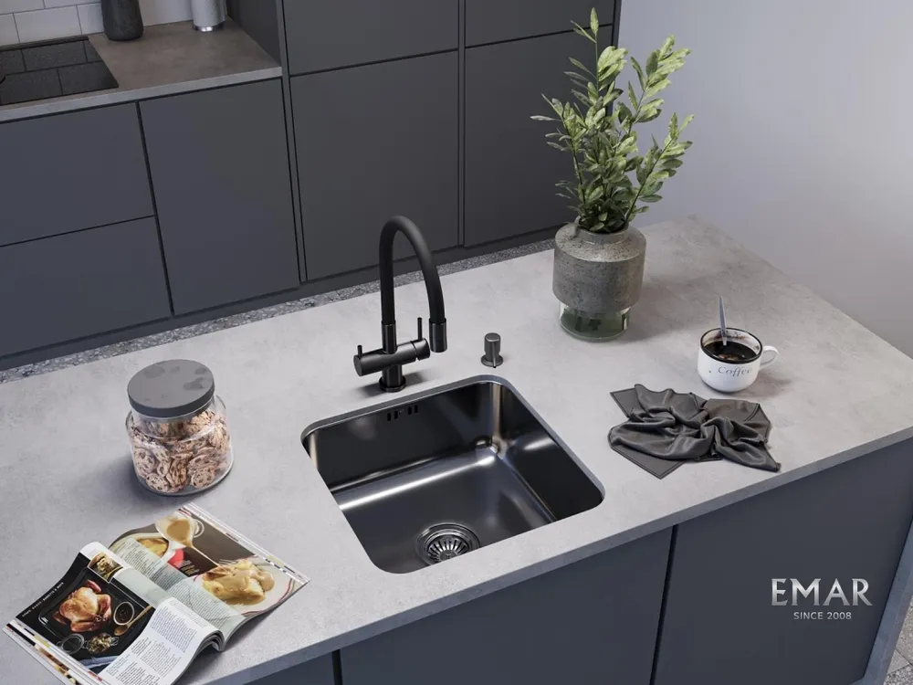 Детальное фото товара: Emar EMB-127A PVD Nano Dark, мойка, вороненая сталь