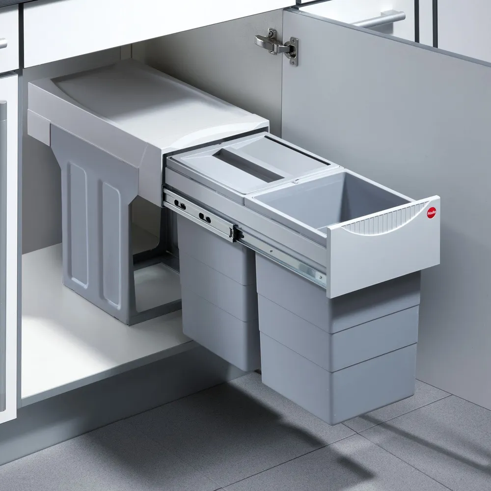 Фото товара: Hailo Tandem выдвижная мусорная система 2 ведра по 15 л