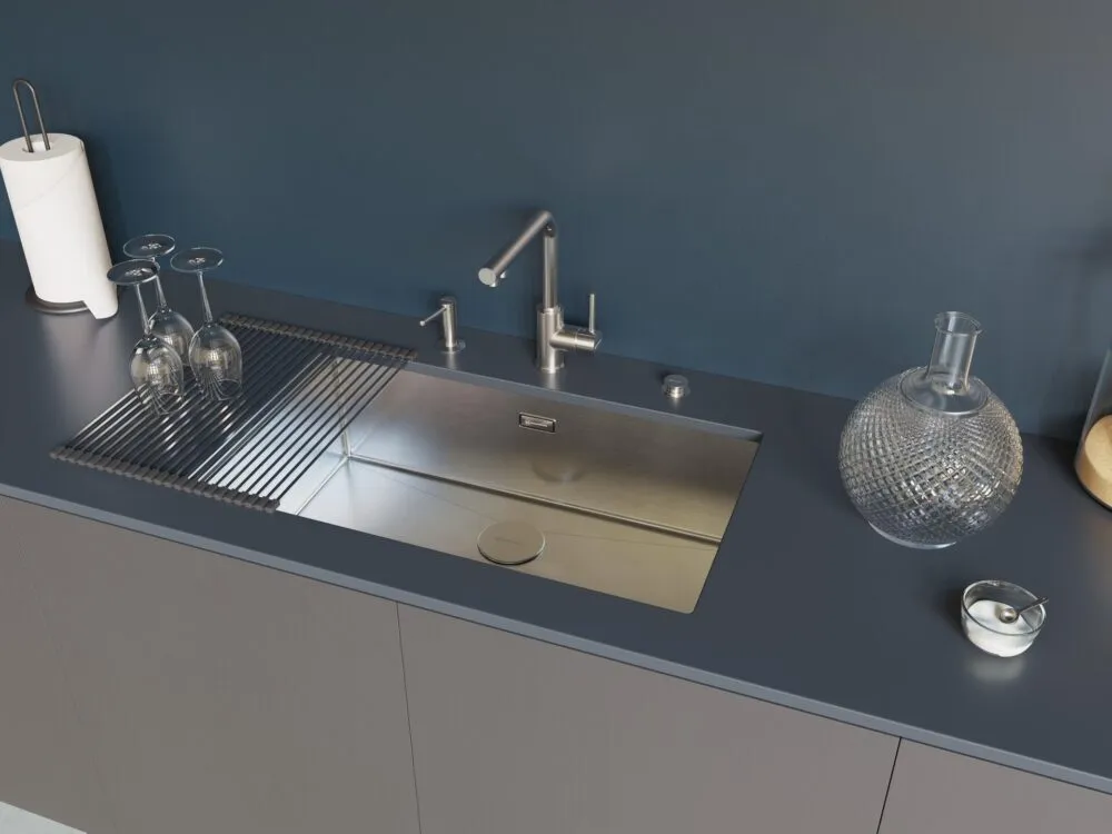 Детальное фото товара: Omoikiri Taki 74-U/IF-GM, мойка, нержавеющая сталь/вороненая сталь