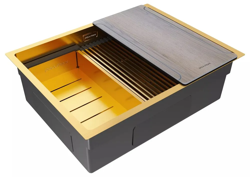 Детальное фото товара: Paulmark NEXT-MULTI SINK 58 UNI, мойка, нержавеющая сталь, брашированное золото