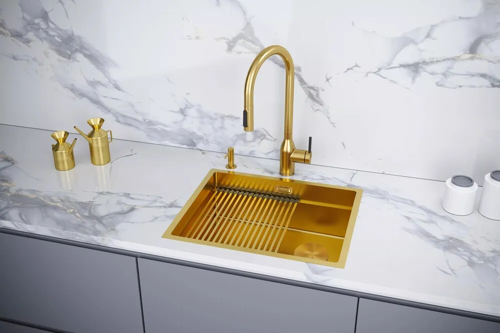 Детальное фото товара: Paulmark NEXT-PRO 54 UNI, мойка, нержавеющая сталь, брашированное золото