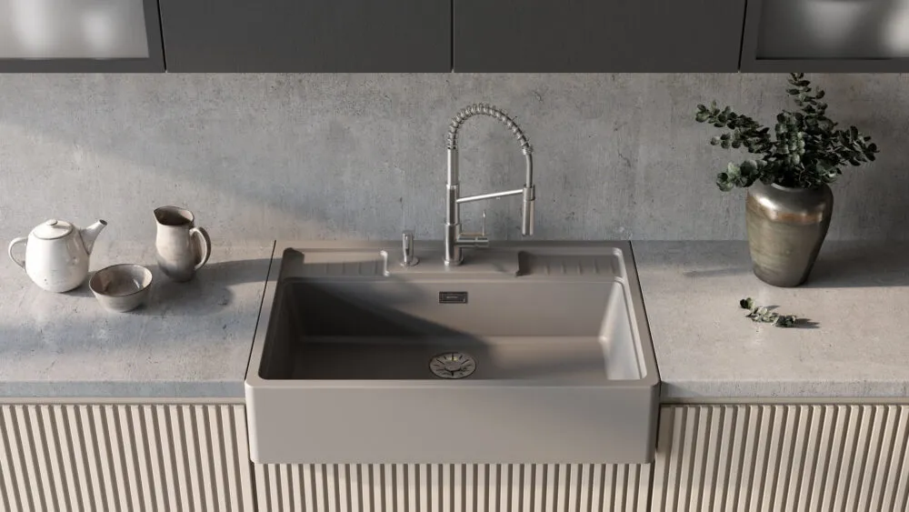 Детальное фото товара: Omoikiri Kinokawa 90-GR, мойка, керамика, leningrad grey